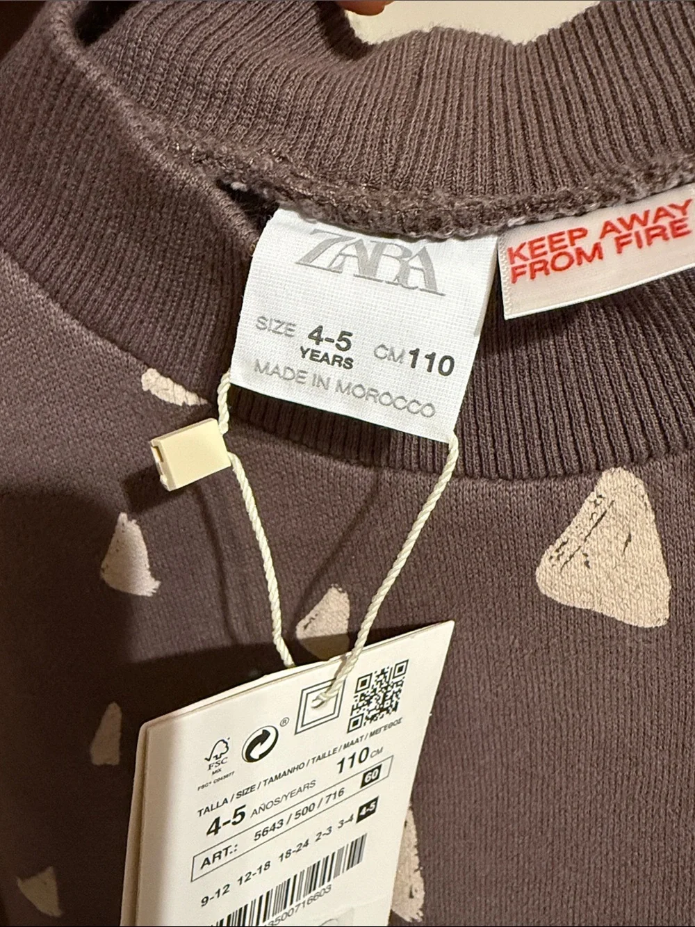 NWT  Zara Kids Boy Triangle Print Sweatshirt